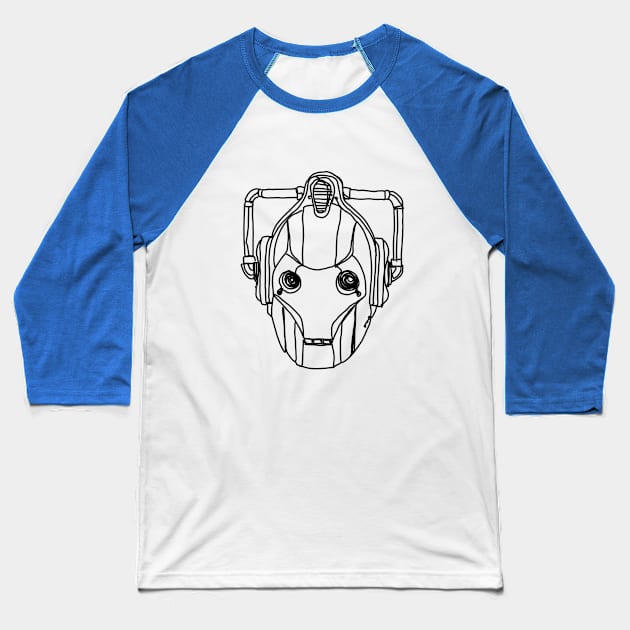 Bad Line Art Cyberman Baseball T-Shirt by CatsandBats